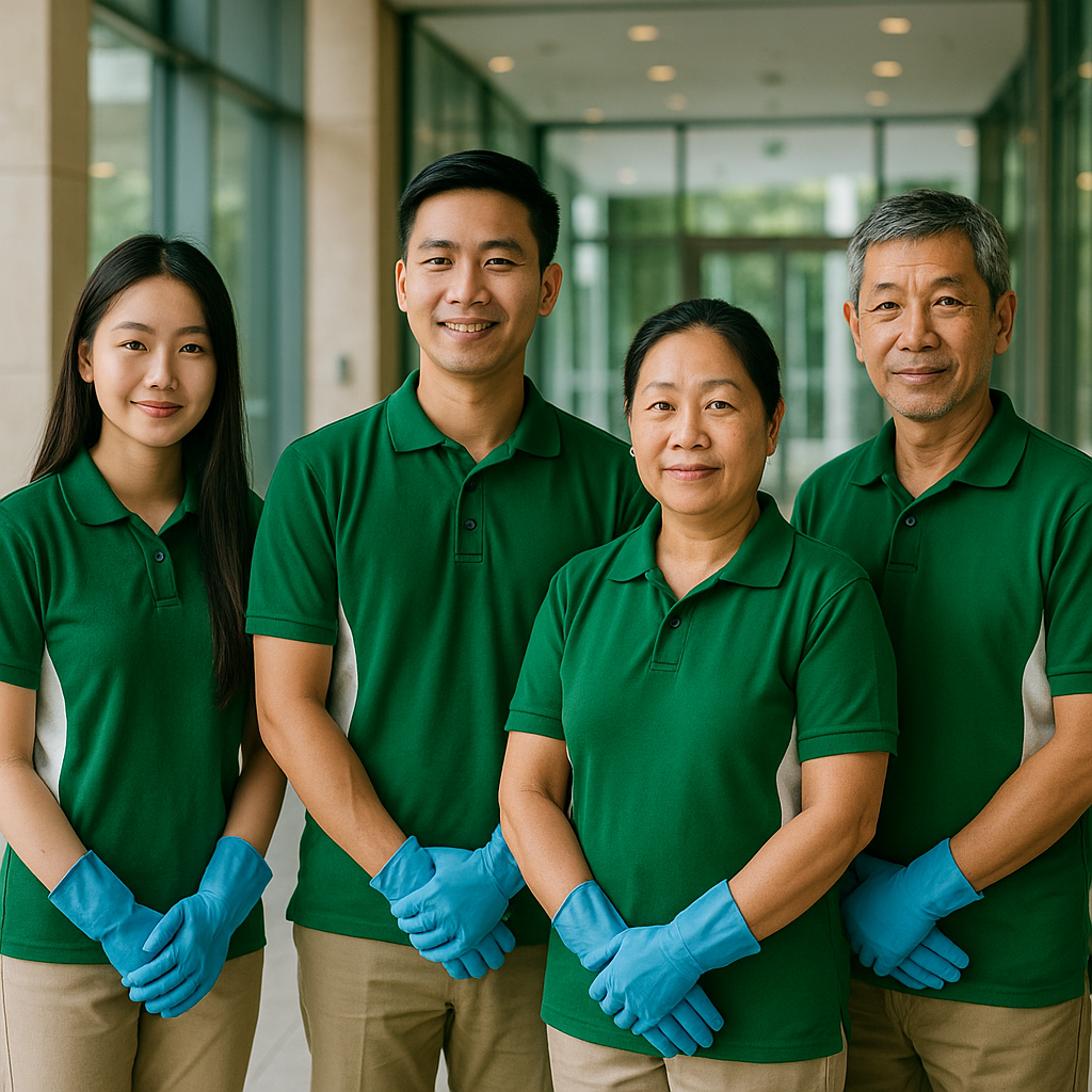 Justine cleaning team